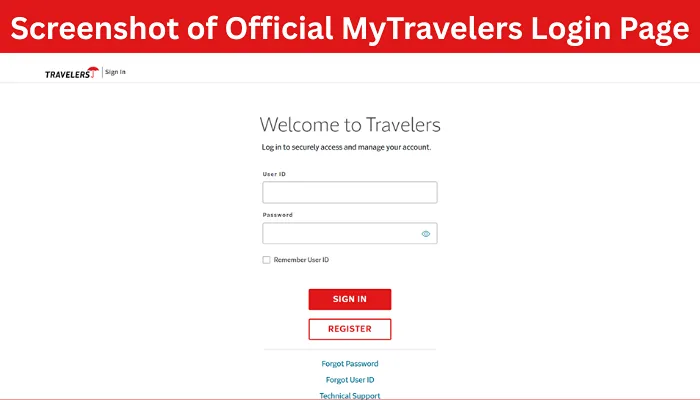 Screenshot of Official MyTravelers Login Page Screenshot of Official MyTravelers Login Page